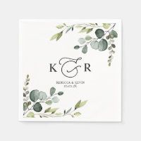 Elegant Monogram Eucalyptus Greenery Personalized