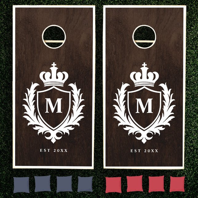 Elegant Monogram Family Crest Keepsake Cornhole Set (Creator Uploaded)