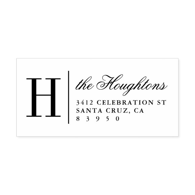 Elegant Monogram Family Name Return Address Rubber Stamp (Imprint)
