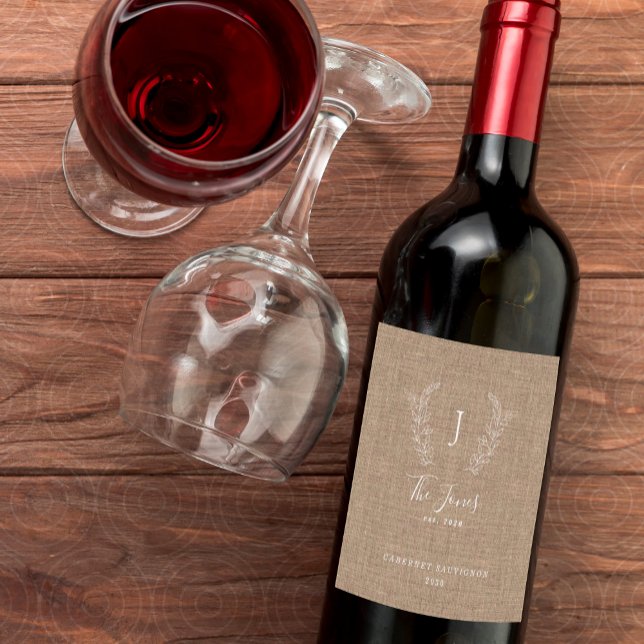 Elegant monogram family name template wine label (Creator Uploaded)