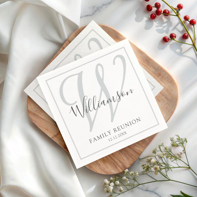 Elegant Monogram Family Reunion Party   Napkins (Creator Uploaded)