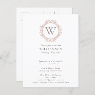 Elegant Monogram Family Reunion Postcard