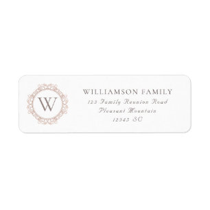 Elegant Monogram Family Reunion Return Address  Label