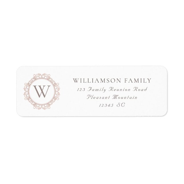 Elegant Monogram Family Reunion Return Address  Label (Front)