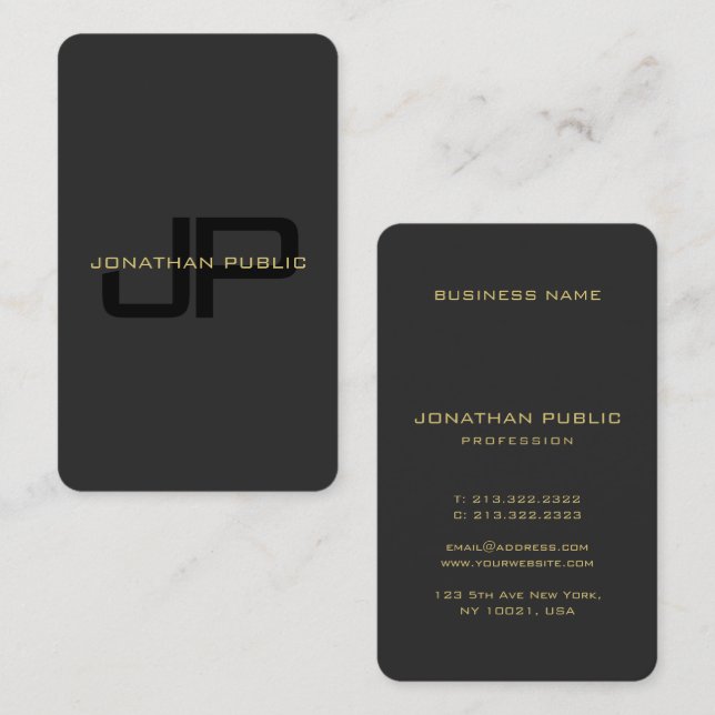 Elegant Monogram Faux Gold Text Ocean Size Business Card (Front/Back)