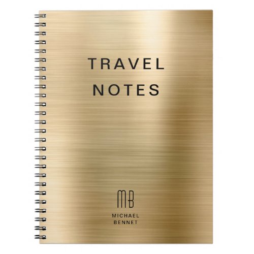 Elegant Monogram Faux Gold Travel Notebook