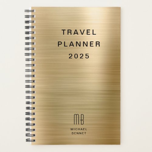 Elegant Monogram Faux Gold Travel Planner