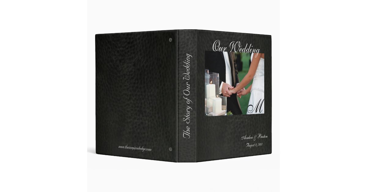 Elegant Monogram Faux Leather Wedding Album Binder | Zazzle.com
