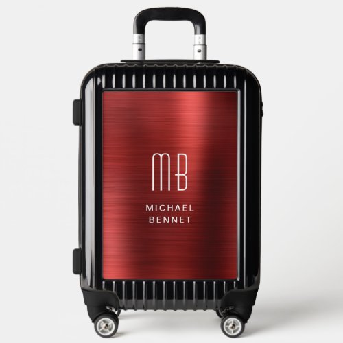 Elegant Monogram Faux Red Metal   Luggage