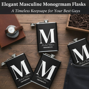 Elegant Monogram Flask - Personalized Groomsmen Gi