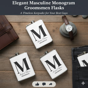 Elegant Monogram Flask - Personalized Groomsmen Gi