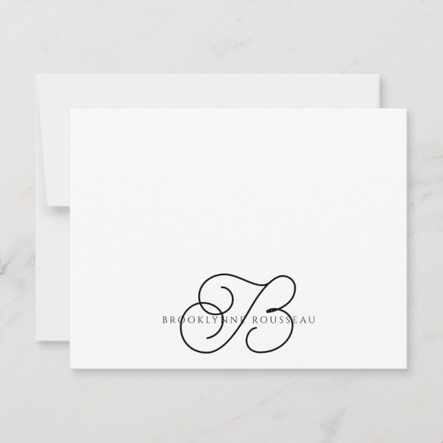 Elegant Monogram Flat Note Card (Front)