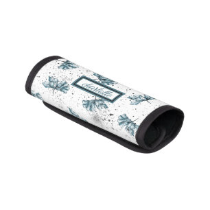 Elegant Monogram Floral Grunge Luggage Handle Wrap