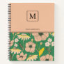 Elegant Monogram Floral Pattern Personalized Name Notebook