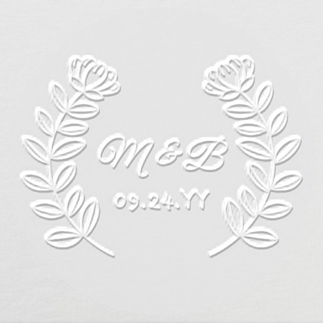 Elegant Monogram Floral Wedding Personalized Embosser (Design)