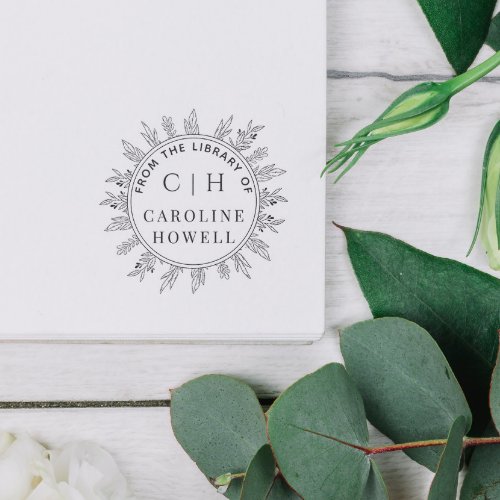 Elegant Monogram Flowers From The Library Of Self_inking Stamp