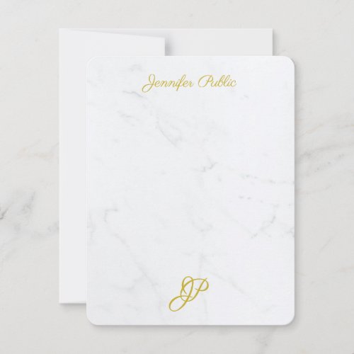 Elegant Monogram For Her Modern Simple Gold Script Note Card