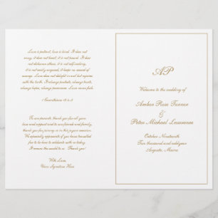 Elegant Monogram Formal Gold Wedding Program