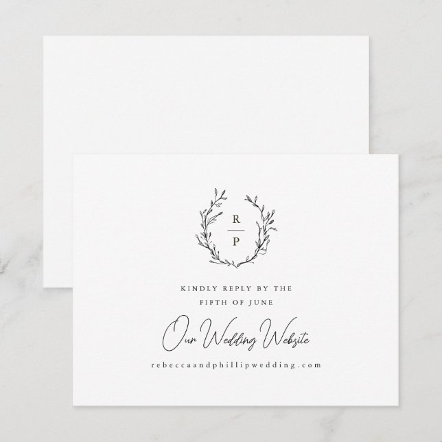 Elegant Monogram Formal Wedding Website RSVP Card (Front/Back)