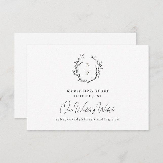 Elegant Monogram Formal Wedding Website RSVP Card (Front/Back)