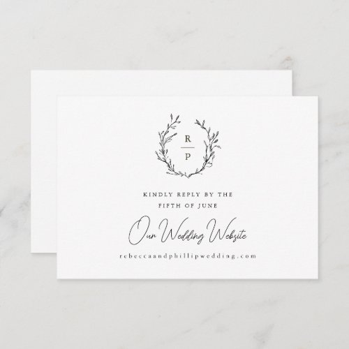 Elegant Monogram Formal Wedding Website RSVP Card