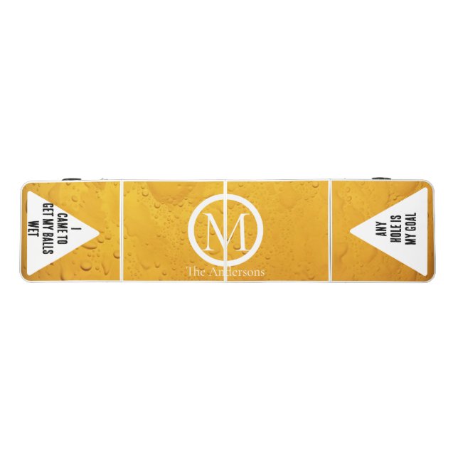 Elegant Monogram Fun Quotes Beer Pong Table (Top)