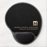 Elegant Monogram Gel Mousepad<br><div class="desc">Elevate your workspace with this Elegant Monogram Gel Mousepad, perfect for financial planners, wealth managers, financial advisors, and professionals seeking style and comfort. The monogram initial logo graces the lower right-hand corner, while your company name and area of expertise shine in refined golden typography against a backdrop of sophisticated black...</div>