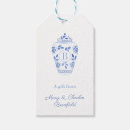 Elegant Monogram Ginger Jar Hostess Gift Tags