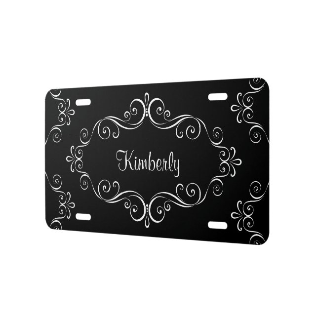 Elegant Monogram Girly Design License Plate (Left)