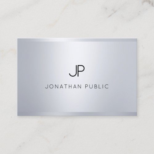 Elegant Monogram Glamour Silver Professional Plain Business Card