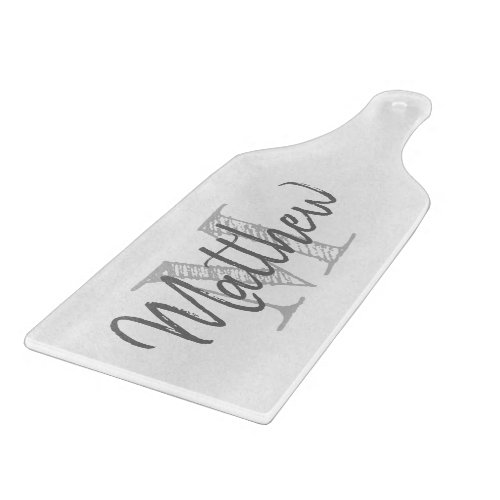 Elegant monogram glass cutting board with handle