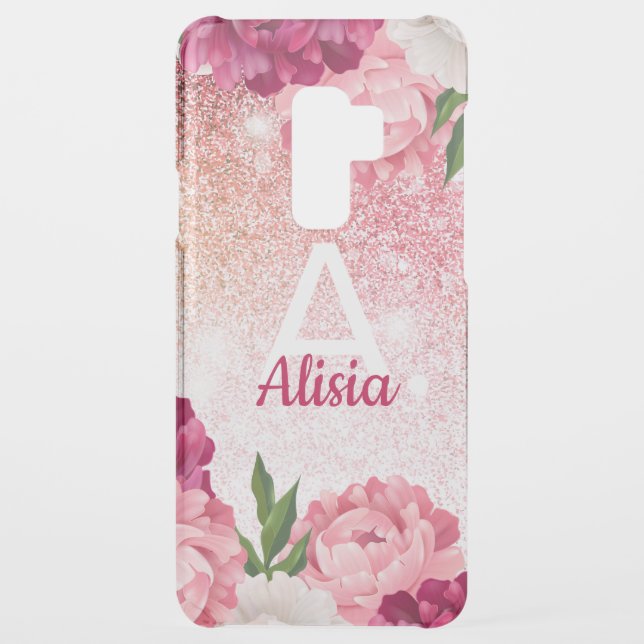 Elegant Monogram Glitter Floral luxury Uncommon Samsung Galaxy Case (Back)