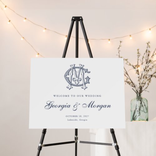 Elegant Monogram GM Welcome Foam Board Sign