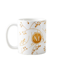 Elegant monogram gold berries pattern