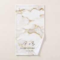 Elegant Monogram Gold Effect Marble Wedding