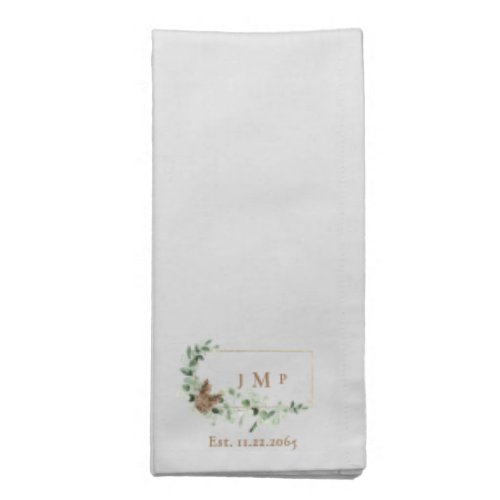 Elegant Monogram Gold  Grey Established Date Cloth Napkin