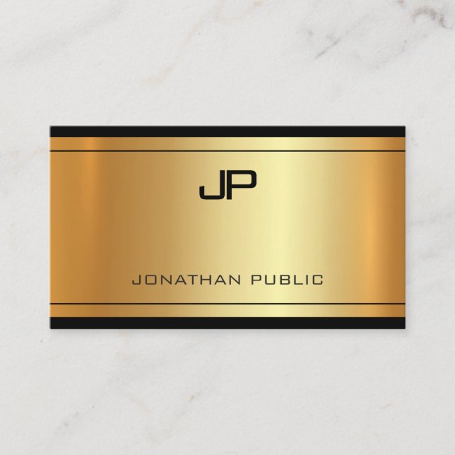 Elegant Monogram Gold Look Modern Sophisticated Business Card (Front)