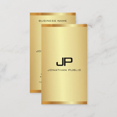 Elegant Monogram Gold Look Modern Vertical Luxury Business Card