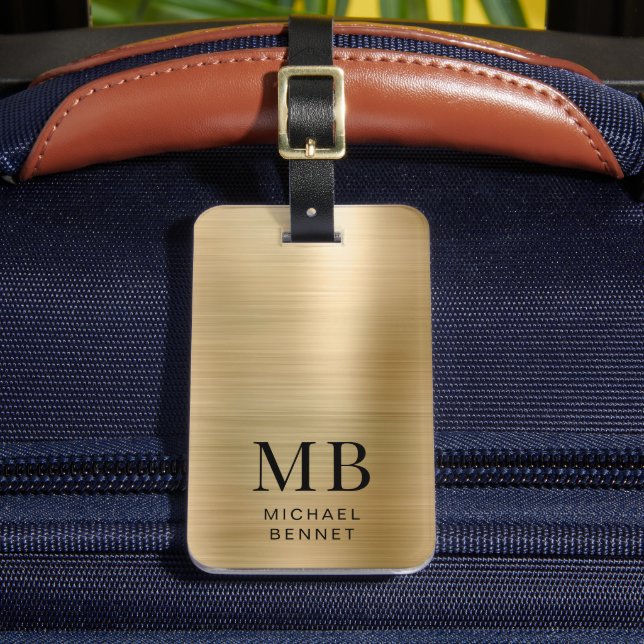 Elegant Monogram Gold Luggage Tag (Front Insitu 2)