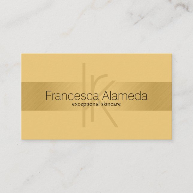 Elegant Monogram Gold Modern FAUX Golden Striped  Business Card (Front)