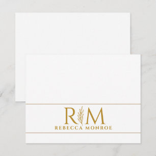 Elegant Monogram Gold Name Note Card
