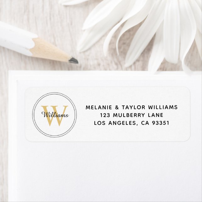 Elegant Monogram Gold Return Address Label (Insitu)