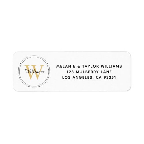 Elegant Monogram Gold Return Address Label