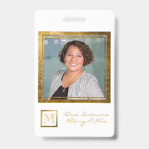 Elegant Monogram Gold Square Frame Badge