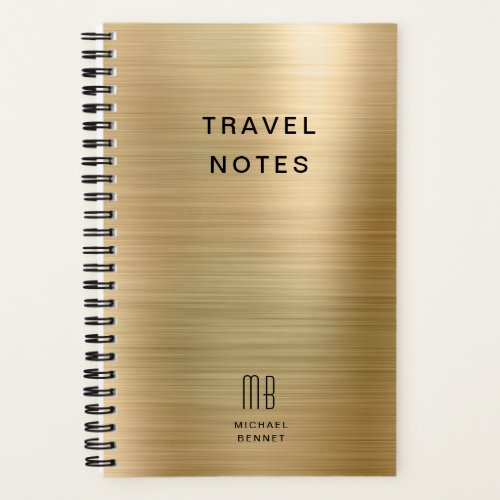 Elegant Monogram Gold Travel Notebook