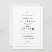 Elegant Monogram Gold Wedding Invitation (Front)