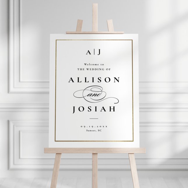 Elegant Monogram Gold Wedding Welcome Foam Board (Creator Uploaded)