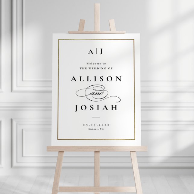 Elegant Monogram Gold Wedding Welcome Foam Board (Creator Uploaded)