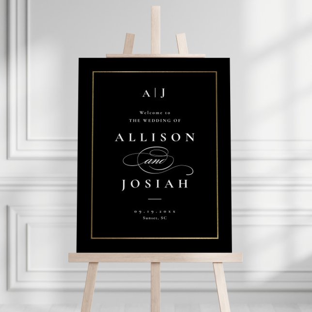 Elegant Monogram Gold Wedding Welcome Foam Board (Creator Uploaded)