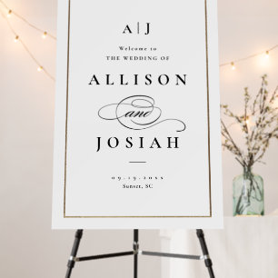 Elegant Monogram Gold Wedding Welcome Foam Board